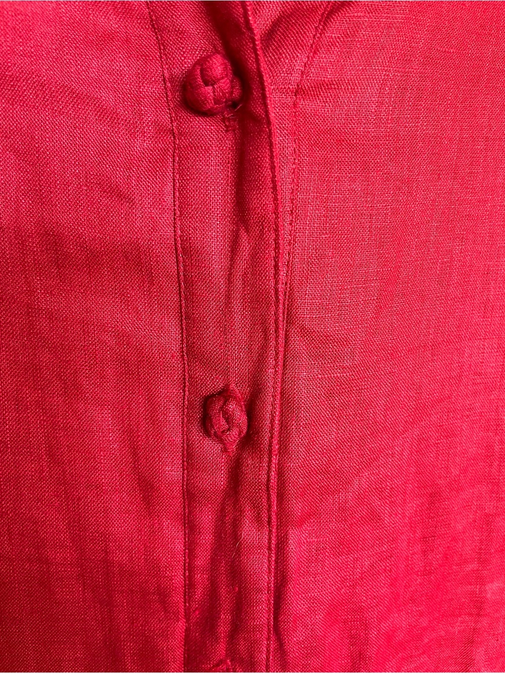 Alexandra Bartlett 100% Linen Red Midi Button-Front Shirt Dress 2X - Picture 6 of 10